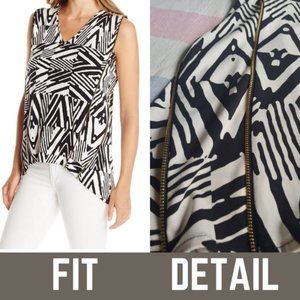 Calvin Klein High-Low Blouse with Zipper Detail